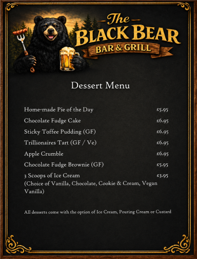 Dessert Menu Dessert Menu